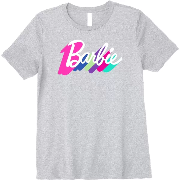 Barbie Multicolor Logo Premium TShirtHeather Grey