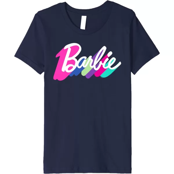 Barbie Multicolor Logo Premium TShirtNavy Blue