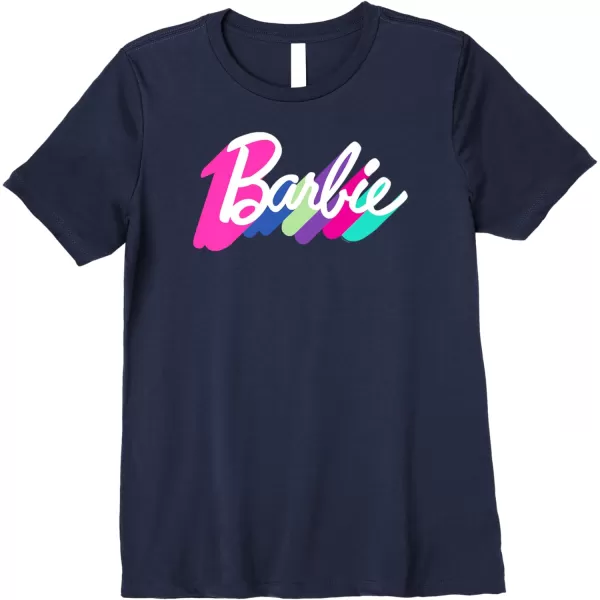 Barbie Multicolor Logo Premium TShirtNavy Blue