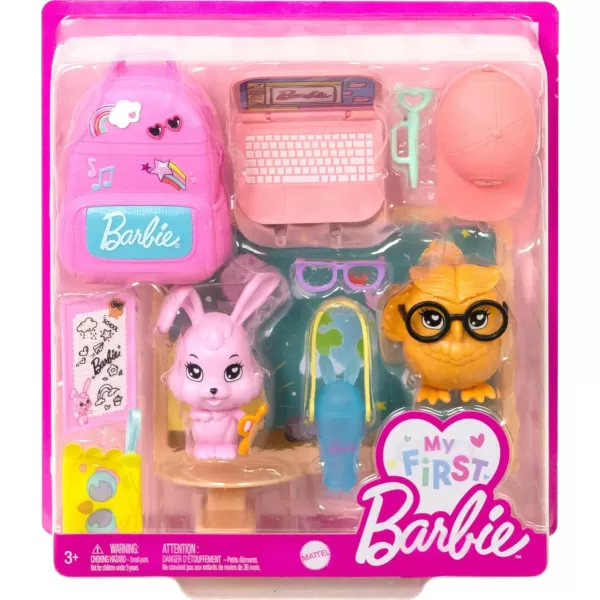 Barbie My First Barbie Accessories Story Starter School Pack with Chalkboard amp Classroom Pets Toys amp Gifts for Little Kids 135inch ScaleDog amp Cat Starter Pack