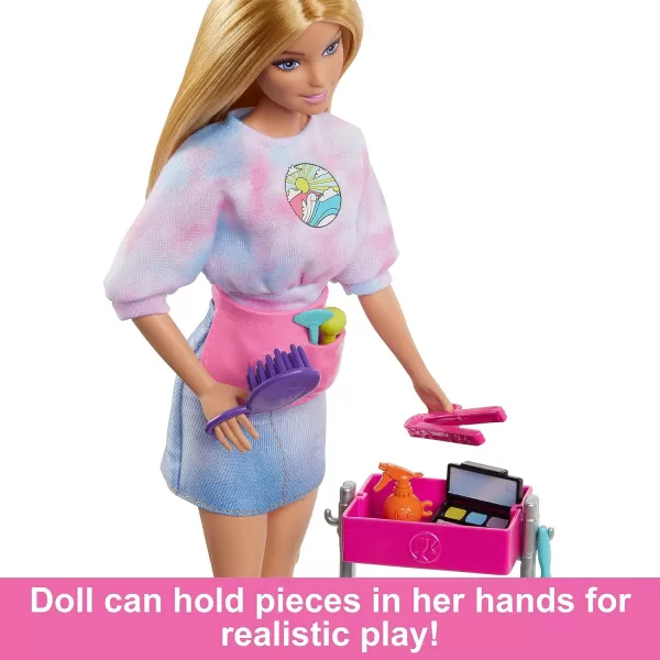 Barbie Onset Stylist Doll amp 14 Accessories Blonde Malibu Fashion Doll with Cart Smock Makeup Palette Puppy amp More 3 years old and up includes ToyBlonde