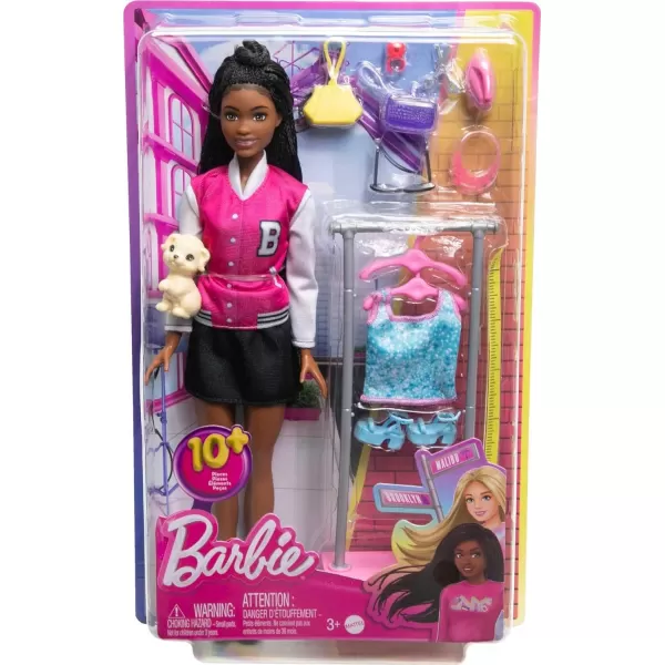 Barbie Onset Stylist Doll amp 14 Accessories Blonde Malibu Fashion Doll with Cart Smock Makeup Palette Puppy amp More 3 years old and up includes ToyBrunette