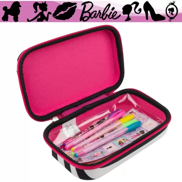 Barbie Pencil Case Set with Stickers and Gel Pens for Kids Molded with Zip Closure PinkBarbie