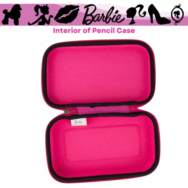 Barbie Pencil Case Set with Stickers and Gel Pens for Kids Molded with Zip Closure PinkBarbie