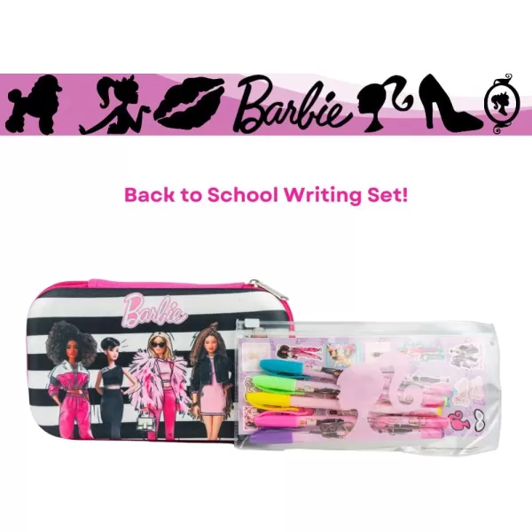 Barbie Pencil Case Set with Stickers and Gel Pens for Kids Molded with Zip Closure PinkBarbie