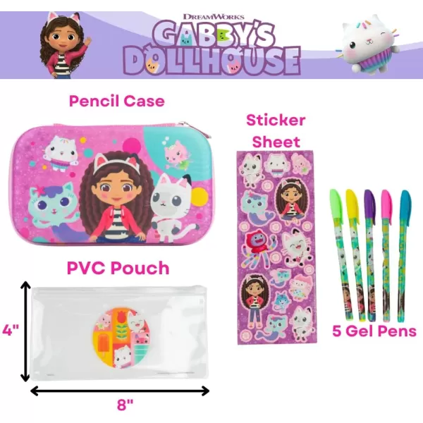 Barbie Pencil Case Set with Stickers and Gel Pens for Kids Molded with Zip Closure PinkGabby Dollhouse