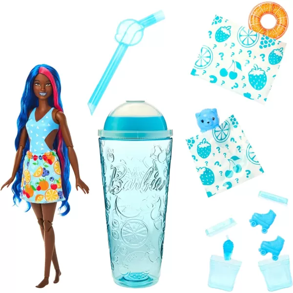 Barbie Pop Reveal Doll amp Accessories Fruit Punch Scent with Blue Hair 8 Surprises Include Slime Color Change amp PuppyFruit Punch