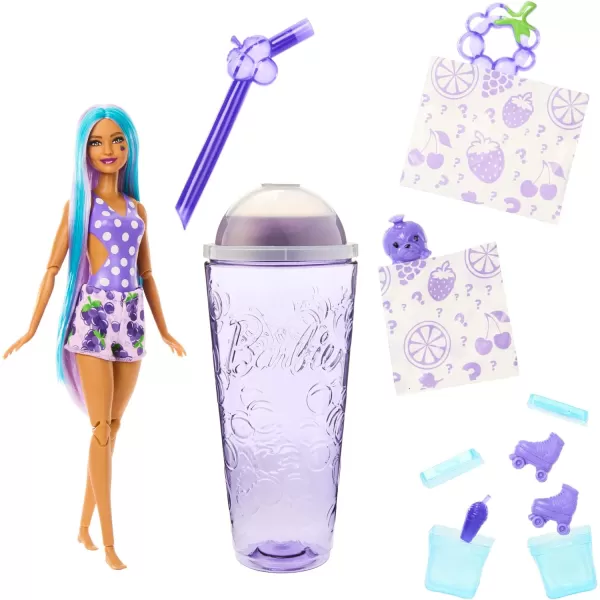 Barbie Pop Reveal Doll amp Accessories Fruit Punch Scent with Blue Hair 8 Surprises Include Slime Color Change amp PuppyGrape