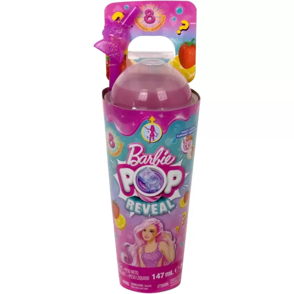 Barbie Pop Reveal Doll amp Accessories Fruit Punch Scent with Blue Hair 8 Surprises Include Slime Color Change amp PuppyStrawberry Lemonade