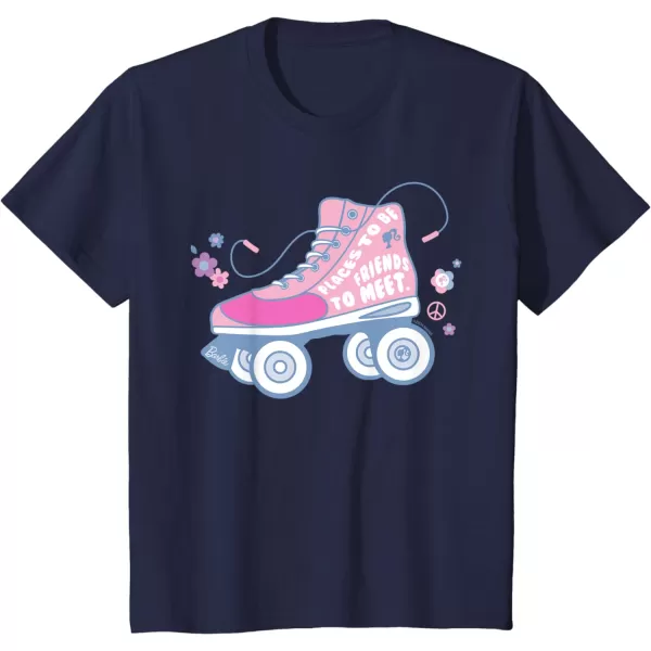 Barbie Roller Skate  Places to Be Friends to Meet TShirtNavy Blue