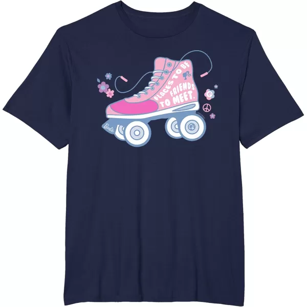 Barbie Roller Skate  Places to Be Friends to Meet TShirtNavy Blue