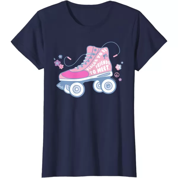 Barbie Roller Skate  Places to Be Friends to Meet TShirtNavy Blue