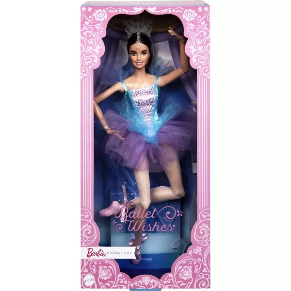 Barbie Signature Doll Ballet Wishes Posable Brunette With Ballerina Costume Tutu Tiara and Pointe Shoes