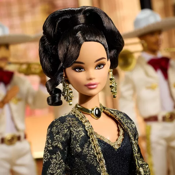 Barbie Signature Doll Juan Gabriel Collectible in Chic Black and Gold Suit with Cropped Jacket and Golden Accessories