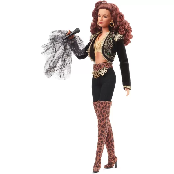 Barbie Signature Gloria Estefan Barbie Doll in Gold and Black Fashion and Accessories with Microphone Gift for CollectorsBarbie Signature Gloria Estefan Barbie Doll in Gold and Black Fashion and Accessories with Microphone Gift for Collectors