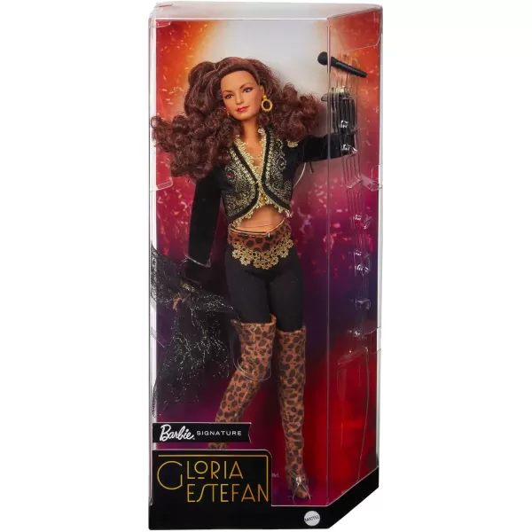 Barbie Signature Gloria Estefan Barbie Doll in Gold and Black Fashion and Accessories with Microphone Gift for CollectorsBarbie Signature Gloria Estefan Barbie Doll in Gold and Black Fashion and Accessories with Microphone Gift for Collectors