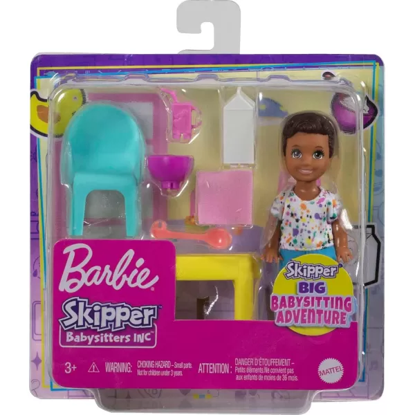 Barbie Skipper Babysitter First Tooth Playset with Skipper Doll Baby Doll with Tooth Feature Booster Seat and 8 AccessoriesClassic 3 Multicolor