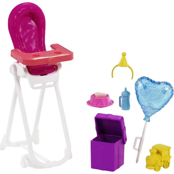 Barbie Skipper Babysitter Inc Playset Birthday Feeding Set with Skipper Doll ColorChange Baby Doll High Chair amp AccessoriesBrunette Multi