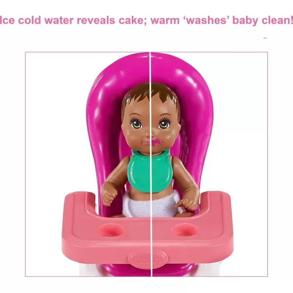 Barbie Skipper Babysitter Inc Playset Birthday Feeding Set with Skipper Doll ColorChange Baby Doll High Chair amp AccessoriesCute Multicolor