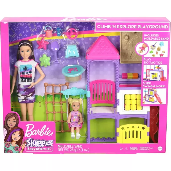 Barbie Skipper Babysitters Inc Climb n Explore Playground Dolls amp Playset with Babysitting Toddler Doll Play Station Moldable Sand amp Accessories for Kids 3 to 7 Years Oldsingle