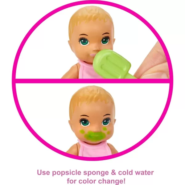 Barbie Skipper Babysitters Inc Doll amp Accessories Feeding amp Bath Set with ColorChange Baby Doll Tub amp AccessoriesBlonde Multicolor