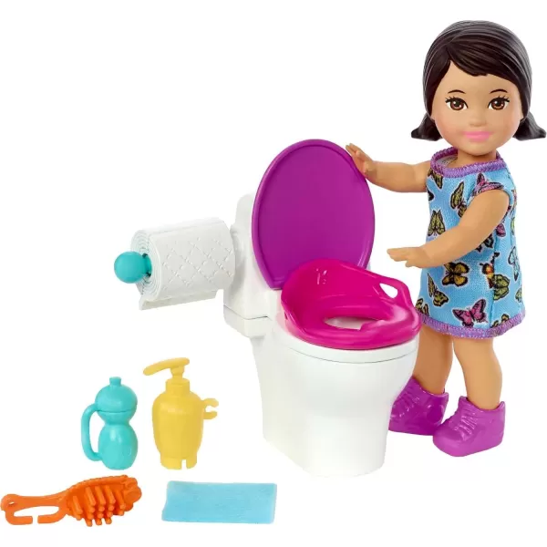 Barbie Skipper Babysitters Inc Small Doll  Accessories Playset with Brunette Doll Swimming Pool  WaterThemed PiecesMulticolor