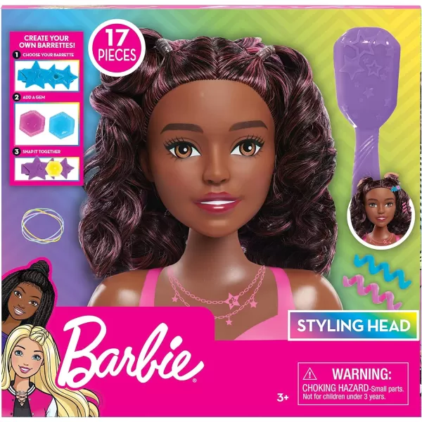 Barbie Small Styling Head Blonde Hair 17pieces Pretend Play Kids Toys for Ages 3 Up by Just PlayStyling Head Dark Brown Hair