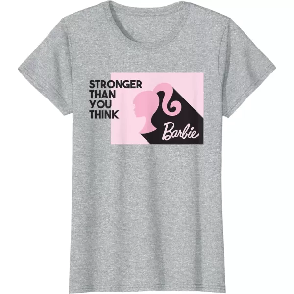 Barbie Stronger Than You Think Silhouette TShirtHeather Grey