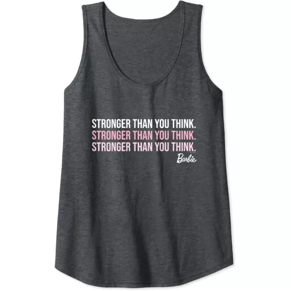 Barbie Stronger Than You Think Tank TopDark Heather Grey