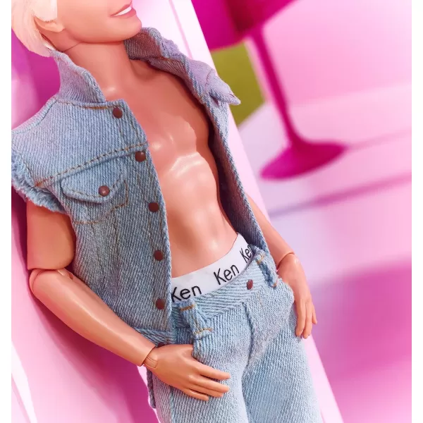 Barbie The Movie Collectible Ken Doll Wearing AllDenim Matching Set with Original Ken Signature UnderwearBarbie The Movie Collectible Ken Doll Wearing AllDenim Matching Set with Original Ken Signature Underwear