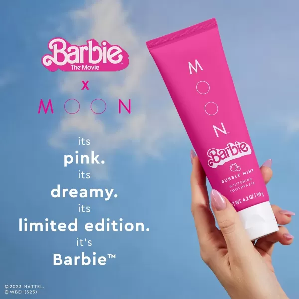 Barbie The Movie x MOON Bubble Mint Whitening Stain Removal Toothpaste FluorideFree Bubble Gum Pink for Kids and AdultsBarbie The Movie x MOON Bubble Mint Whitening Stain Removal Toothpaste FluorideFree Bubble Gum Pink for Kids and Adults