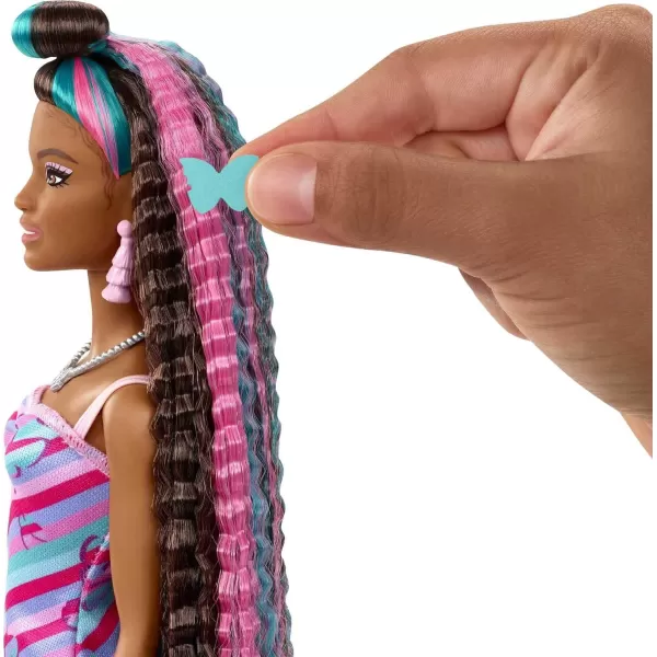 Barbie Totally Hair Doll StarThemed with 85Inch Fantasy Hair amp 15 Styling Accessories 8 with ColorChange FeatureButterfly