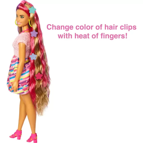 Barbie Totally Hair Doll StarThemed with 85Inch Fantasy Hair amp 15 Styling Accessories 8 with ColorChange FeatureFlower