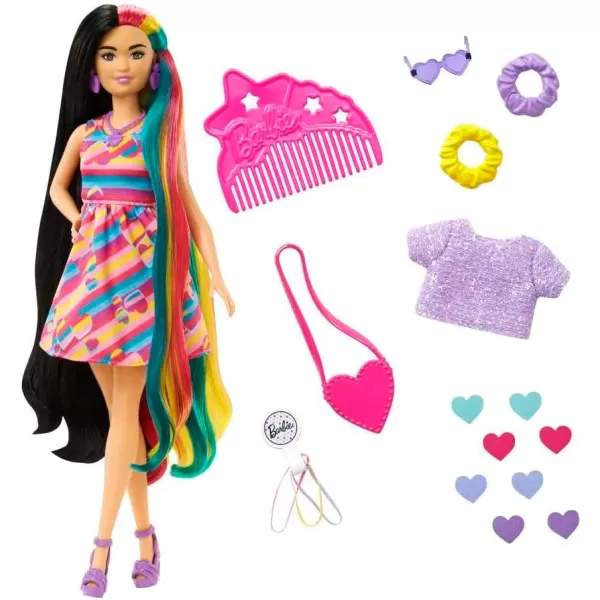 Barbie Totally Hair Doll StarThemed with 85Inch Fantasy Hair amp 15 Styling Accessories 8 with ColorChange FeatureHeart