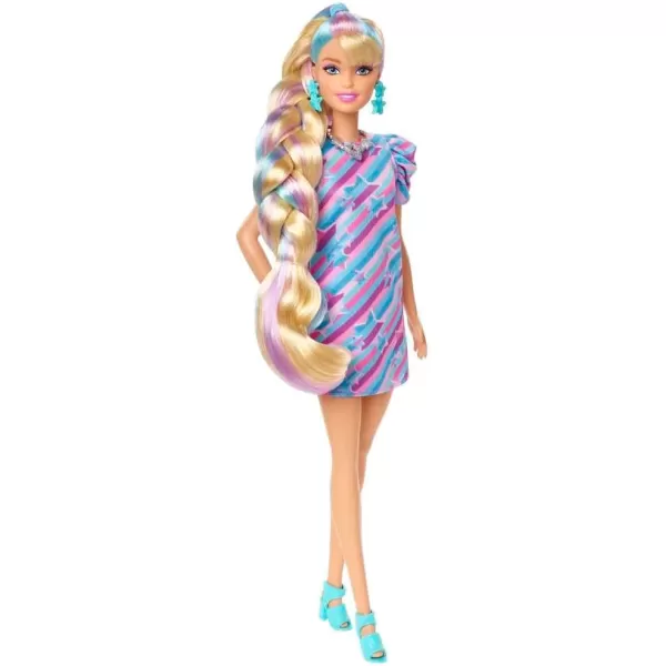 Barbie Totally Hair Doll StarThemed with 85Inch Fantasy Hair amp 15 Styling Accessories 8 with ColorChange FeatureStar