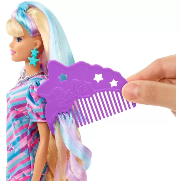 Barbie Totally Hair Doll StarThemed with 85Inch Fantasy Hair amp 15 Styling Accessories 8 with ColorChange FeatureStar