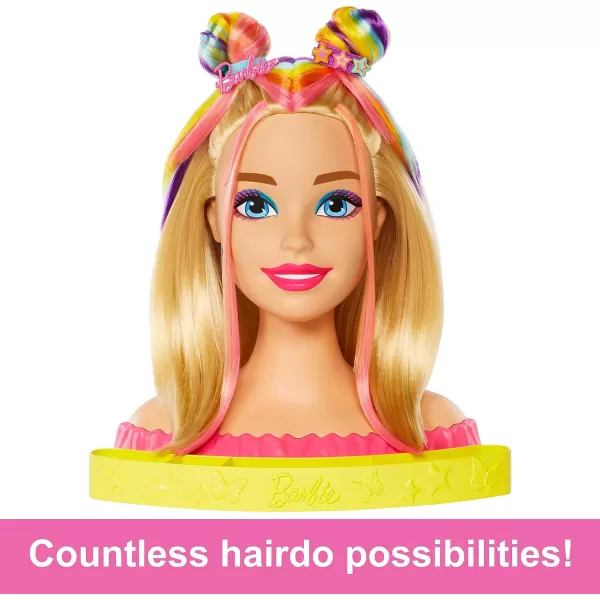 Barbie Totally Hair Styling Doll Head amp 20 Accessories Color Reveal amp ColorChange Pieces Straight Blonde Neon Rainbow HairBlonde