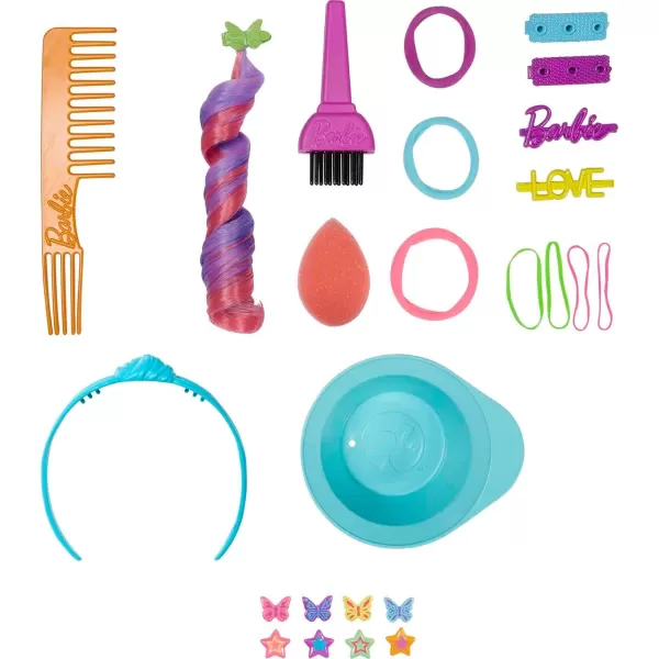Barbie Totally Hair Styling Doll Head amp 20 Accessories Color Reveal amp ColorChange Pieces Straight Blonde Neon Rainbow HairCurly