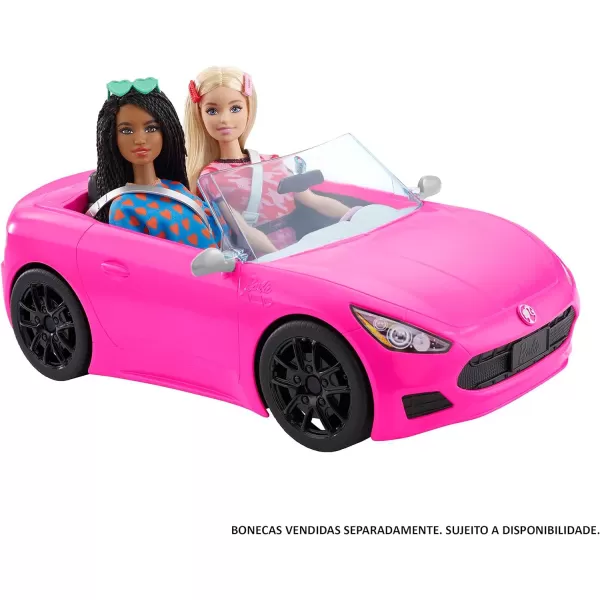 Barbie Toy Car Bright Pink 2Seater Convertible with Seatbelts and Rolling Wheels Realistic DetailsSingle