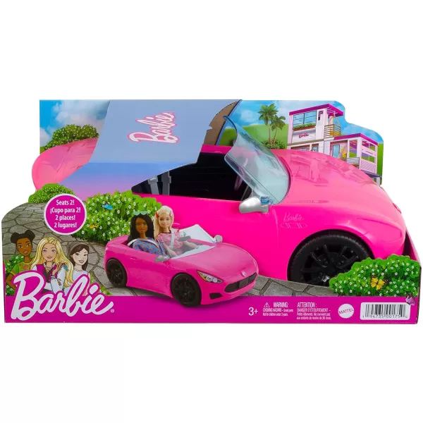 Barbie Toy Car Bright Pink 2Seater Convertible with Seatbelts and Rolling Wheels Realistic DetailsSingle