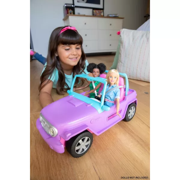 Barbie Toy Car Purple OffRoad Vehicle with 2 Pink Seats and Treaded Rolling WheelsBarbie Toy Car Purple OffRoad Vehicle with 2 Pink Seats and Treaded Rolling Wheels