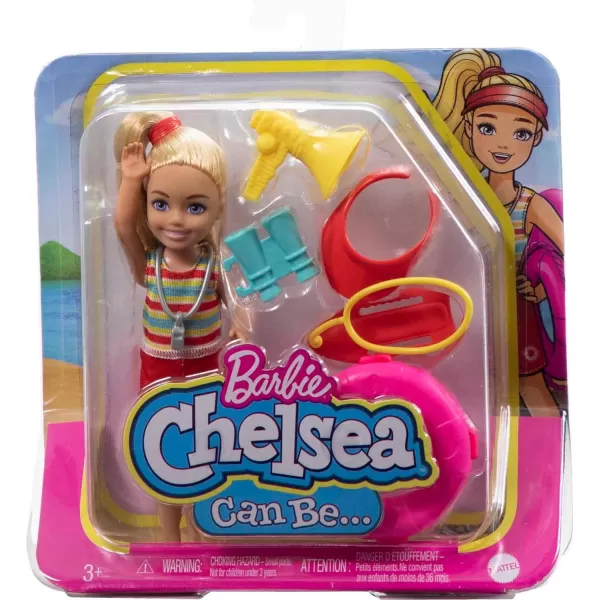 Barbie Toys Chelsea Doll and Accessories Lifeguard Set Chelsea Can Be Can Be Small Doll with 6 CareerThemed PiecesKids1 Multicolor