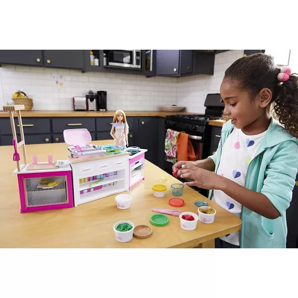 Barbie Ultimate Kitchen Doll amp Playset with Lights amp Sounds Food Molds 5 Dough Colors amp 20 Accessories Blonde Chef Doll Amazon ExclusivePinkFrustration Free