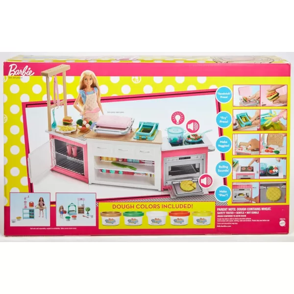 Barbie Ultimate Kitchen Doll amp Playset with Lights amp Sounds Food Molds 5 Dough Colors amp 20 Accessories Blonde Chef Doll Amazon ExclusivePinkStandard