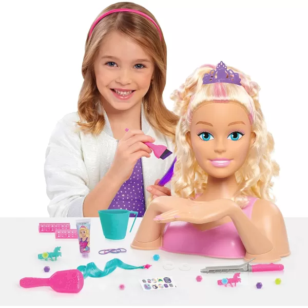 Barbie Unicorn Party 26piece Deluxe Styling Head Blonde Hair Pretend Play Kids Toys for Ages 5 Up by Just PlayBarbie Unicorn Party 26piece Deluxe Styling Head Blonde Hair Pretend Play Kids Toys for Ages 5 Up by Just Play