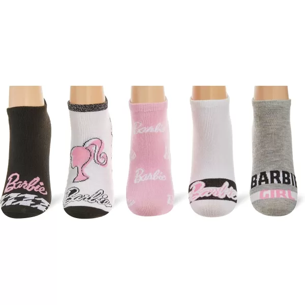 Barbie Womens 5 Pack No Show SocksBlack Assorted