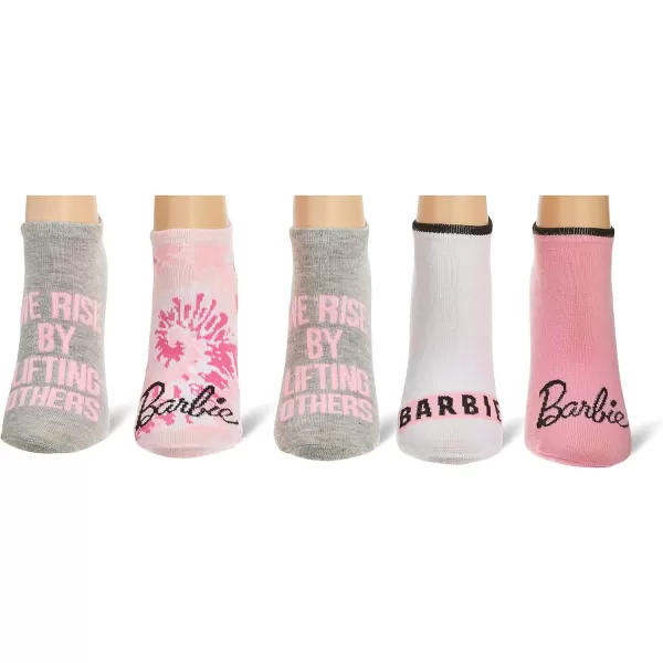 Barbie Womens 5 Pack No Show SocksPink Assorted