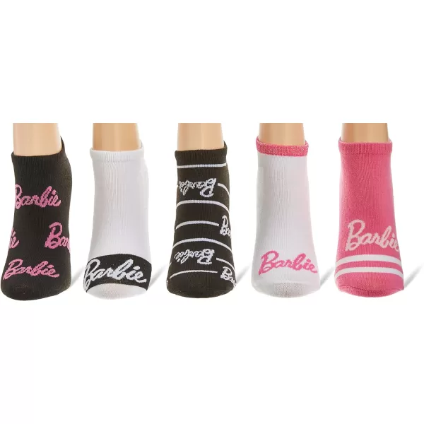 Barbie Womens 5 Pack No Show SocksWhite Assorted