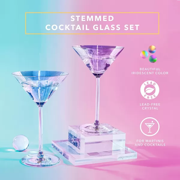 Dragon Glassware x Barbie Martini Glasses Pink and Magenta Crystal Glass As Seen in Barbie The Movie Large Cosmopolitan and Cocktail Barware 8 oz Capacity Set of 22 Count Pack of 1 Iridescent