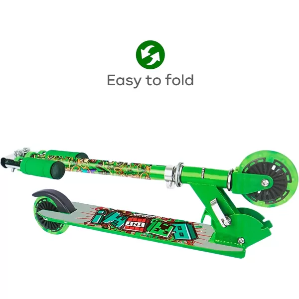 Folding Scooter for Kids  Easy amp Portable FoldNCarry Design UltraLightweight Comfortable amp Safe Durable amp Easy to RideMinecraft Green